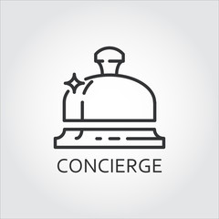 Simple black icon of bell concierge drawn in outline style - obrazy, fototapety, plakaty