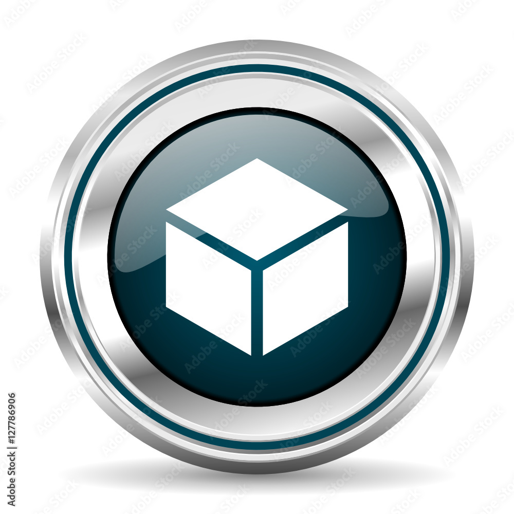 Leinwandbilder box vector icon. chrome border round web button. silver metallic pushbutton.