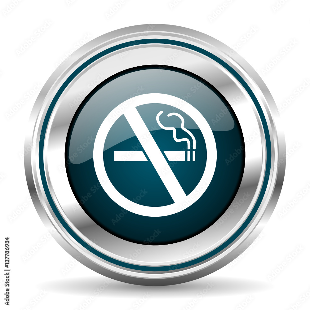 Fototapete no smoking vector icon. chrome border round web button. silver metallic pushbutton.