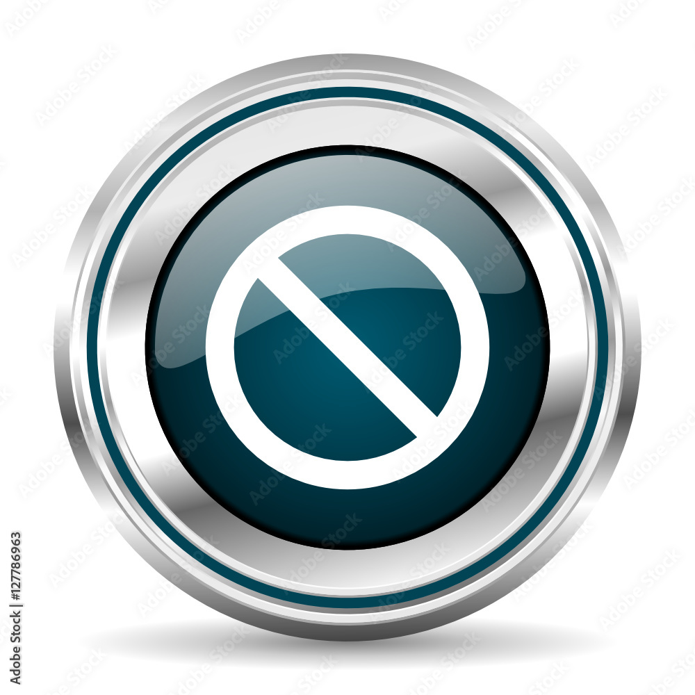 Aufkleber access denied vector icon. chrome border round web button. silver metallic pushbutton.
