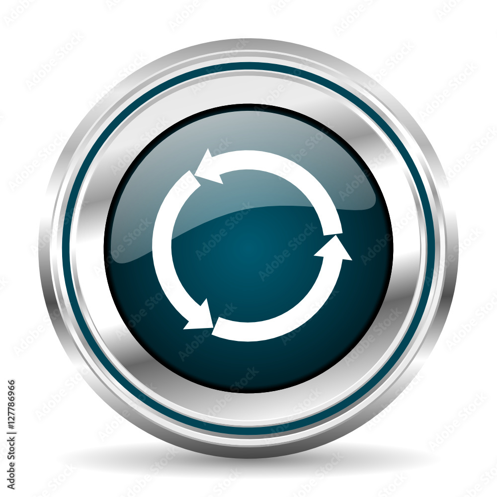 Poster Reload vector icon. Chrome border round web button. Silver metallic pushbutton.