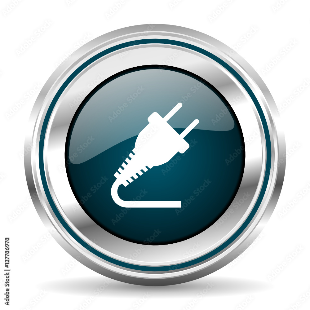 Poster Electricity vector icon. Chrome border round web button. Silver metallic pushbutton.