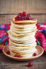 Staple of yeast pancakes from cranberry , traditional for Russian pancake week