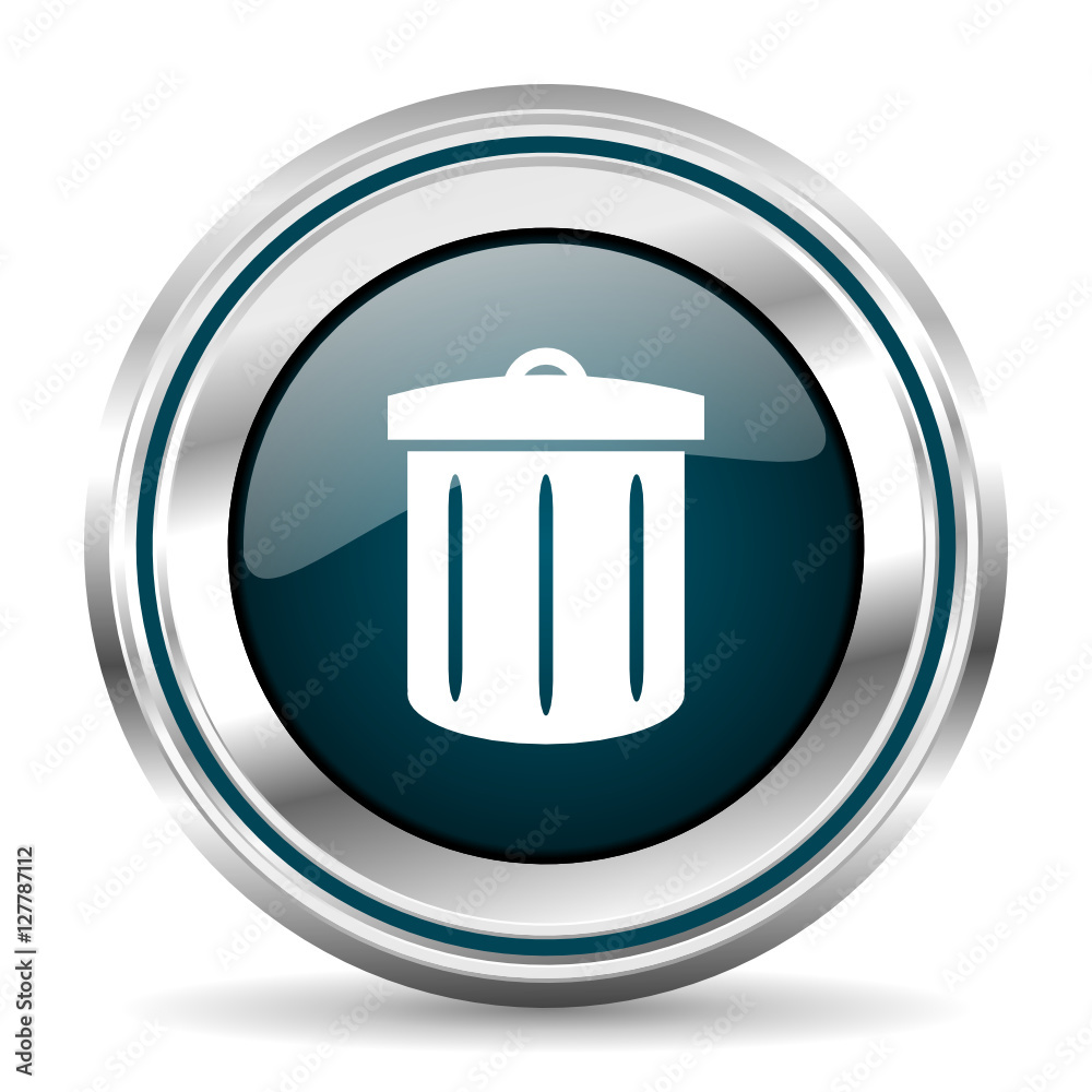 Leinwandbilder trash can vector icon. chrome border round web button. silver metallic pushbutton.