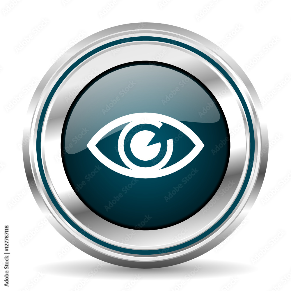 Fototapete eye vector icon. chrome border round web button. silver metallic pushbutton.