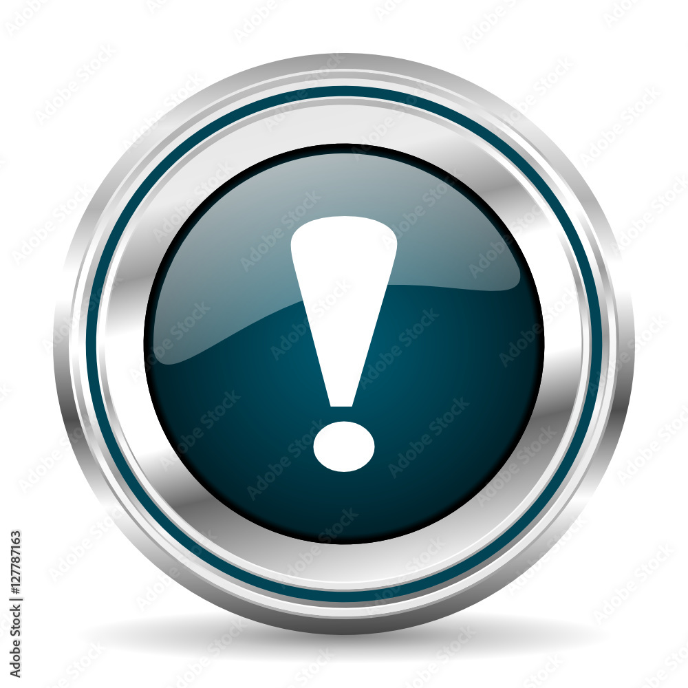 Fototapete Attention vector icon. Chrome border round web button. Silver metallic pushbutton.