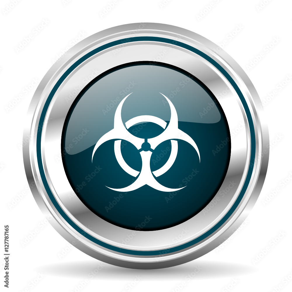Fototapete Virus vector icon. Chrome border round web button. Silver metallic pushbutton.