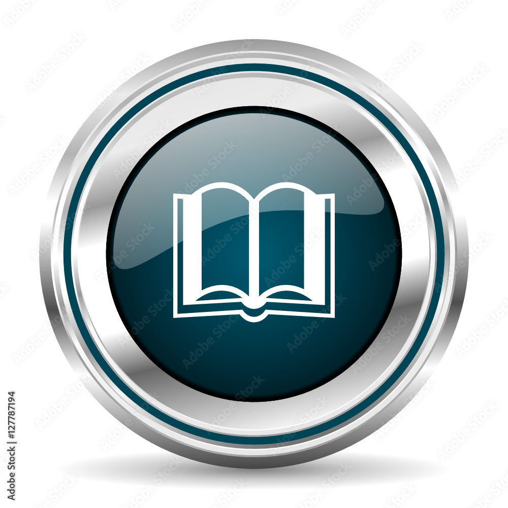 Leinwandbilder book vector icon. chrome border round web button. silver metallic pushbutton.