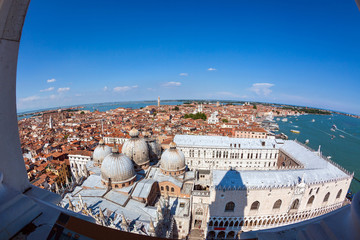 Fototapeta na wymiar fisheye aerial view of Venice, Italy