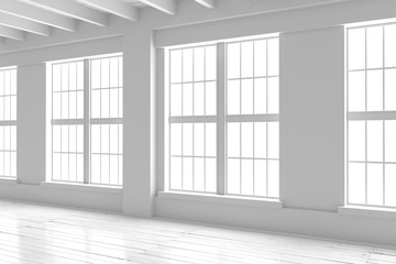 Fototapeta premium White room interior, open space mockup