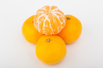 tangerines on white background