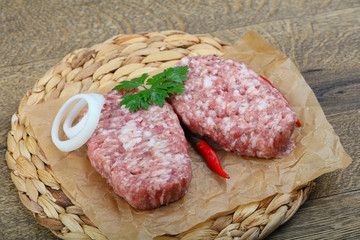 Raw burget cutlet