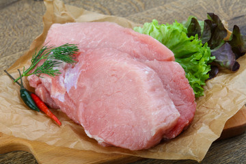 Raw pork steak