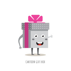 Funny gift boxes characters cartoon with bows and ribbons vector big set isolated. Christmas, new year, holiday, birthday gift box set. Packaging with various paper decor