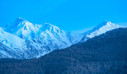 Obraz premium Winter on mountain ridge