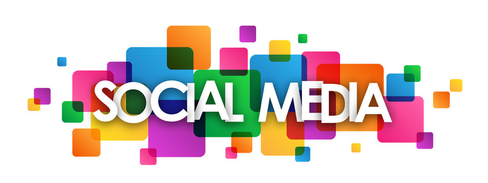 "SOCIAL MEDIA" colourful vector letters Icon
