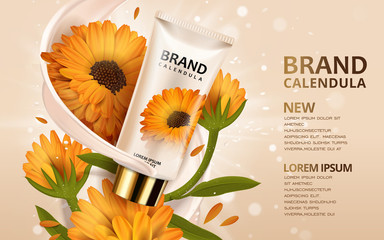 Calendula hand cream ads - obrazy, fototapety, plakaty