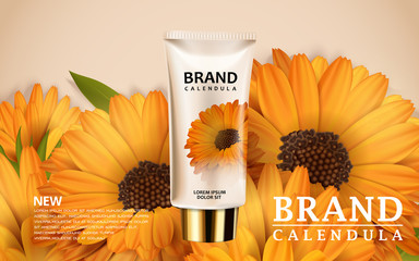 Calendula hand cream ads - obrazy, fototapety, plakaty