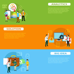 Flat design banners concept with people and icons