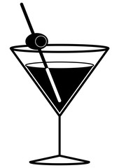 Glass of the cocktail icon. Party cocktail with olive. Vector illustration