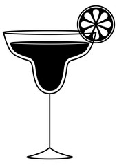 Cocktail with slice of the lemon icon. 