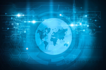 world map and circuit board