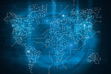 world map circuit board