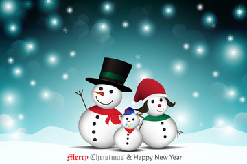 Family of snowman. Christmas and New year background. vector illustration.
