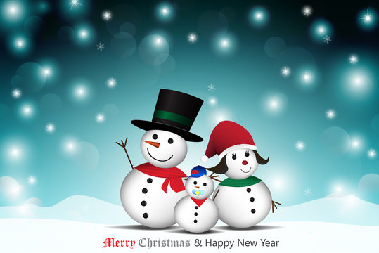 Family of snowman. Christmas and New year background. vector illustration.
