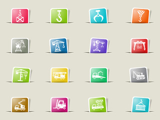 lifting machines icon set