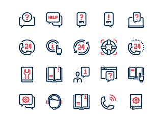 Help and Support. Set of thin outline vector icons.