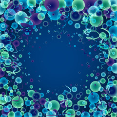 chemistry background with gradient neon circles and spirals