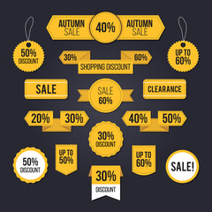 Autumn sale tag set  for the Black Friday period