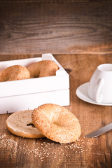 Sesame bagels. 