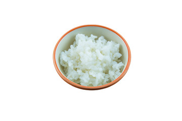 Bowl of white rice isolated on a white