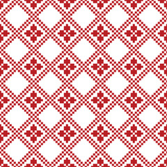 Seamless Christmas Red Knitted Nordic pattern