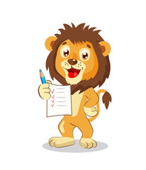 Successful Lion. Cute Lion Holding Up His Grades. Cartoon Vector. Cute Lion Drawing. Lion Plush. Lion Meme.