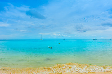 perfect sky and water with reef of ocean