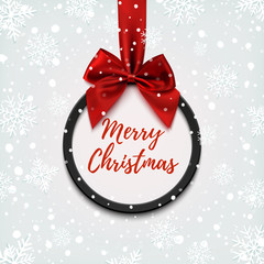 Fototapeta na wymiar Merry Christmas black round banner.