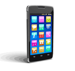 Touchscreen smartphone. Image with clipping path.