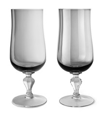 Empty crystal glass for wine or champagne with dark bottom isolated on white background with clipping path.