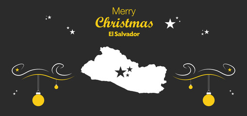 Merry Christmas illustration theme with map of El Salvador