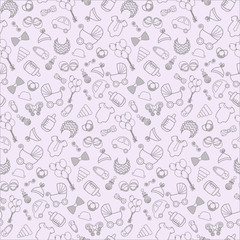 baby background. Vector seamless pregnancy pattern. for  Shower. outline