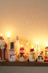 雪だるまとサンタクロースのキャンドル