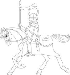 warrior knight on a stallion, coloring page