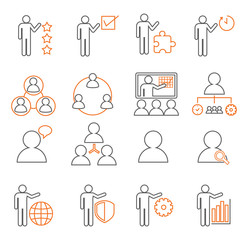 Human resources and management icons set.