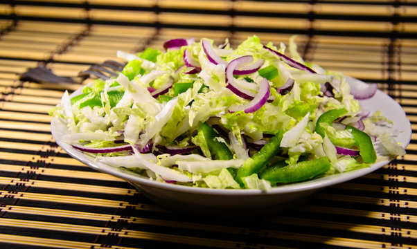 Dietary salad with chinese cabbage and onion