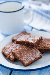  Chocolate Brownie on wooden surface