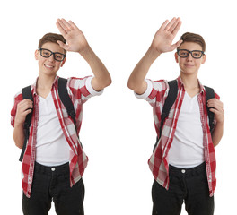 Cute teenager boy over white isolated background