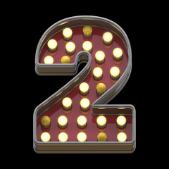 Font retro lamp light sign